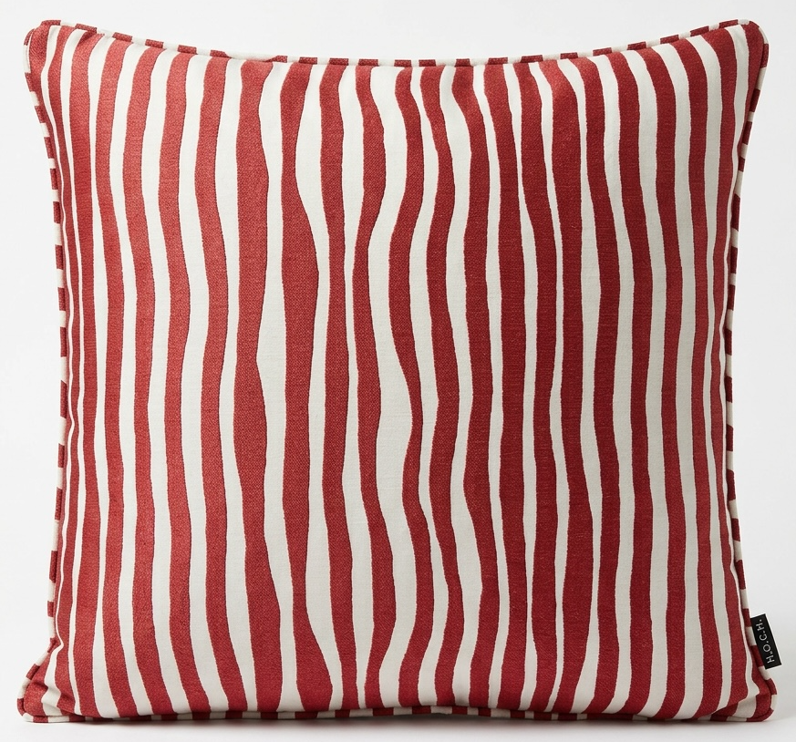 H.O.C.K. Riazza Kissen 50x50cm mit Keder - Burgunder Streifenmuster Wellenstreifen