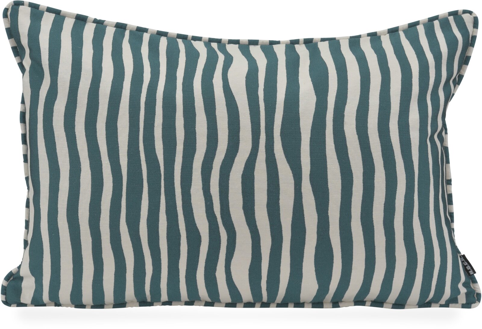 H.O.C.K. Riazza Kissen 60x40cm mit Keder - Flaschengrün Streifenmuster Wellenstreifen