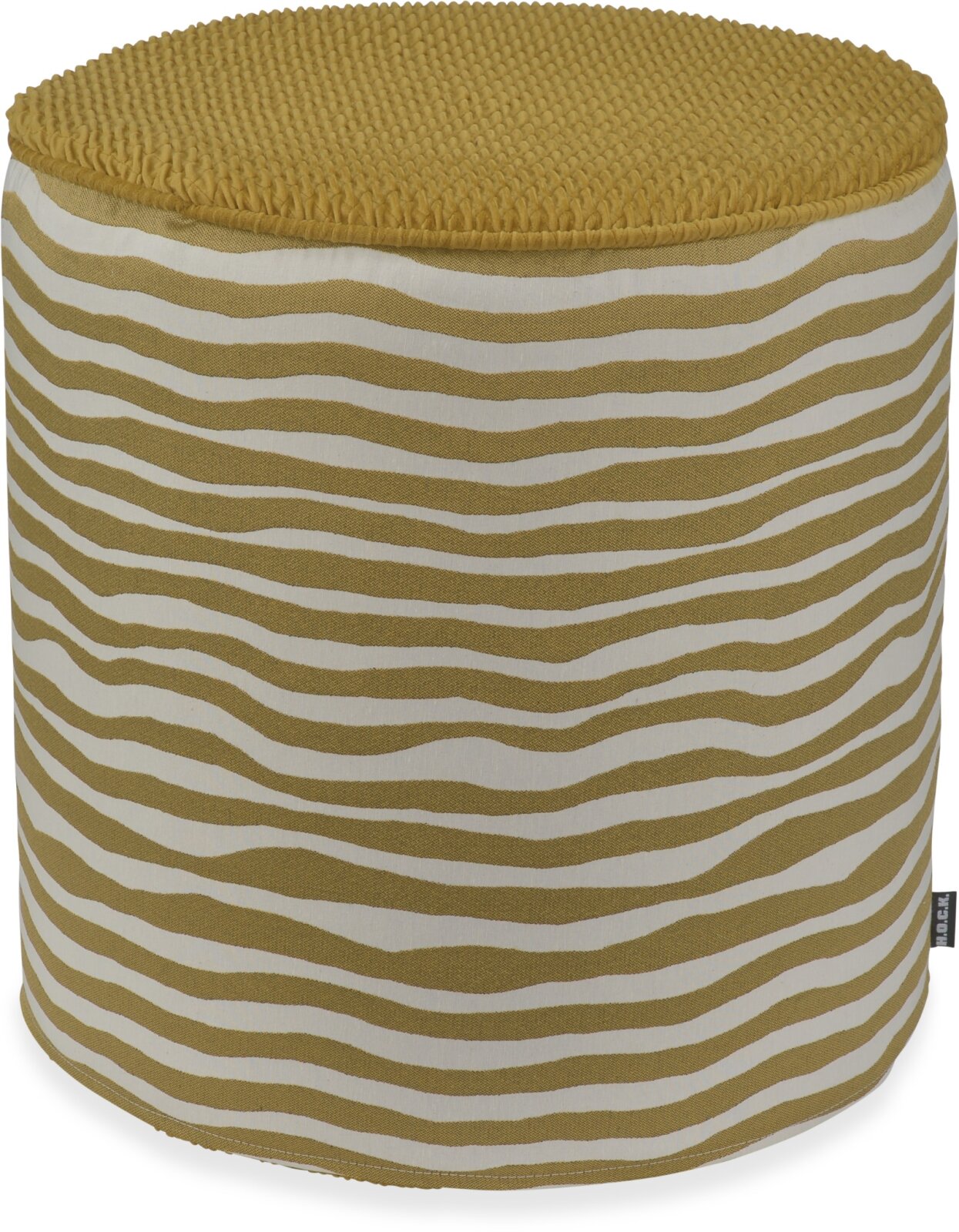 H.O.C.K. Riazza Hocker rund Pouf ø45x45cm mit Keder - Lime Citronella Streifenmuster Wellenstreifen