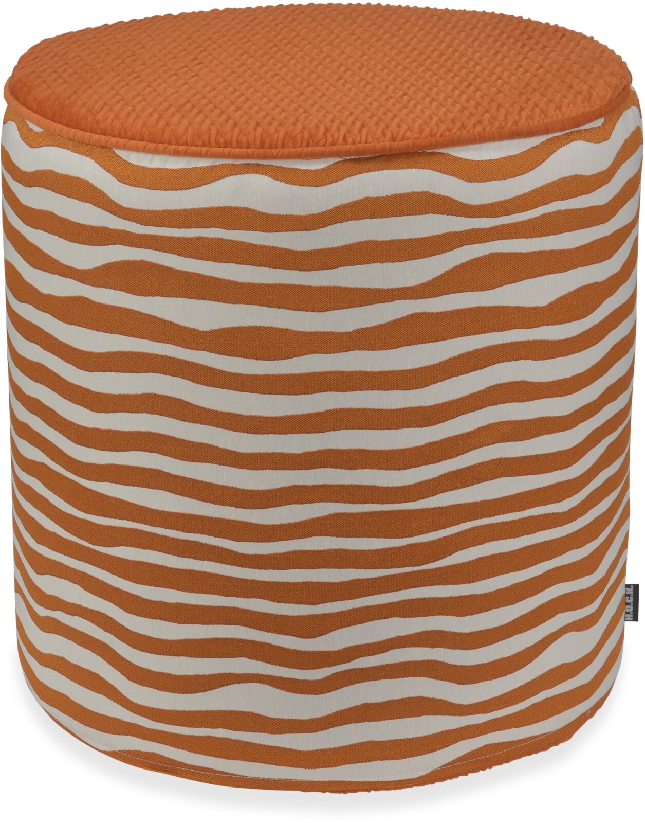 H.O.C.K. Riazza Hocker rund Pouf ø45x45cm mit Keder - Orange Terra Streifenmuster Wellenstreifen