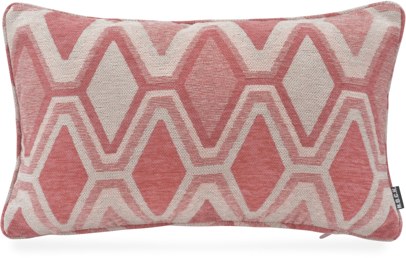 H.O.C.K. Beverly Dekokissen 50x30cm mit Keder - Powder Rosa mit Rautenmuster
