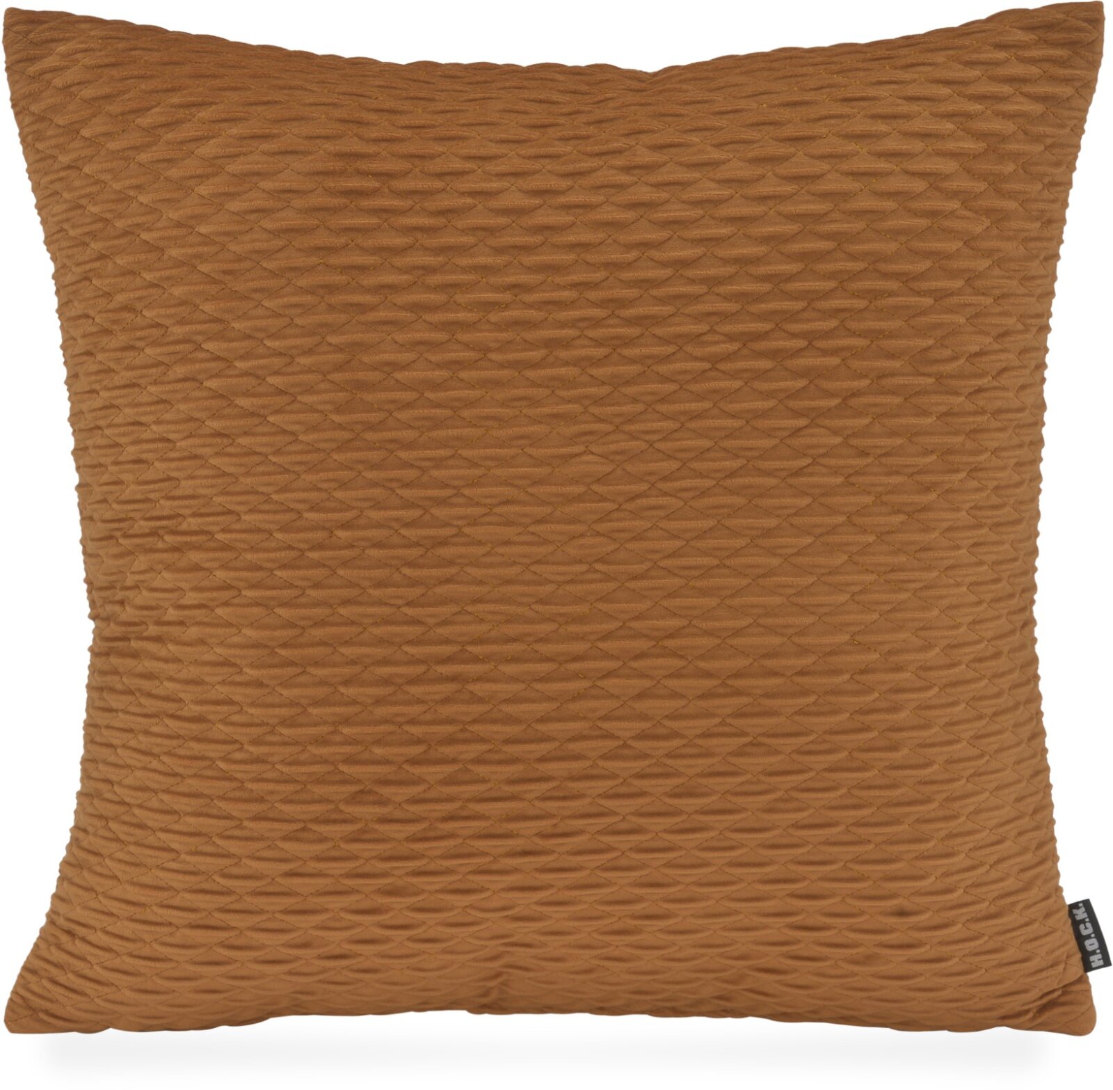 H.O.C.K. Liya Dekokissen 45x45cm - Cognac strukturierter Samt