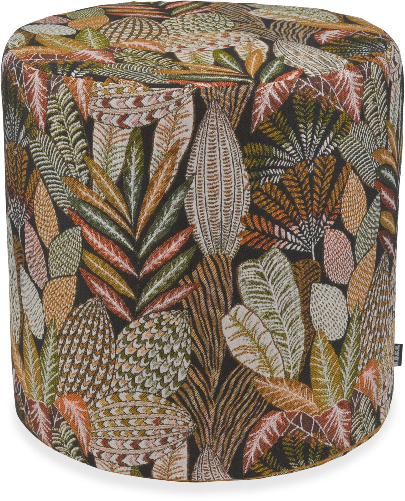 H.O.C.K. Aurelie Noir Hocker rund Pouf Ø45x45cm - Schwarz Floral mit bunten Akzenten