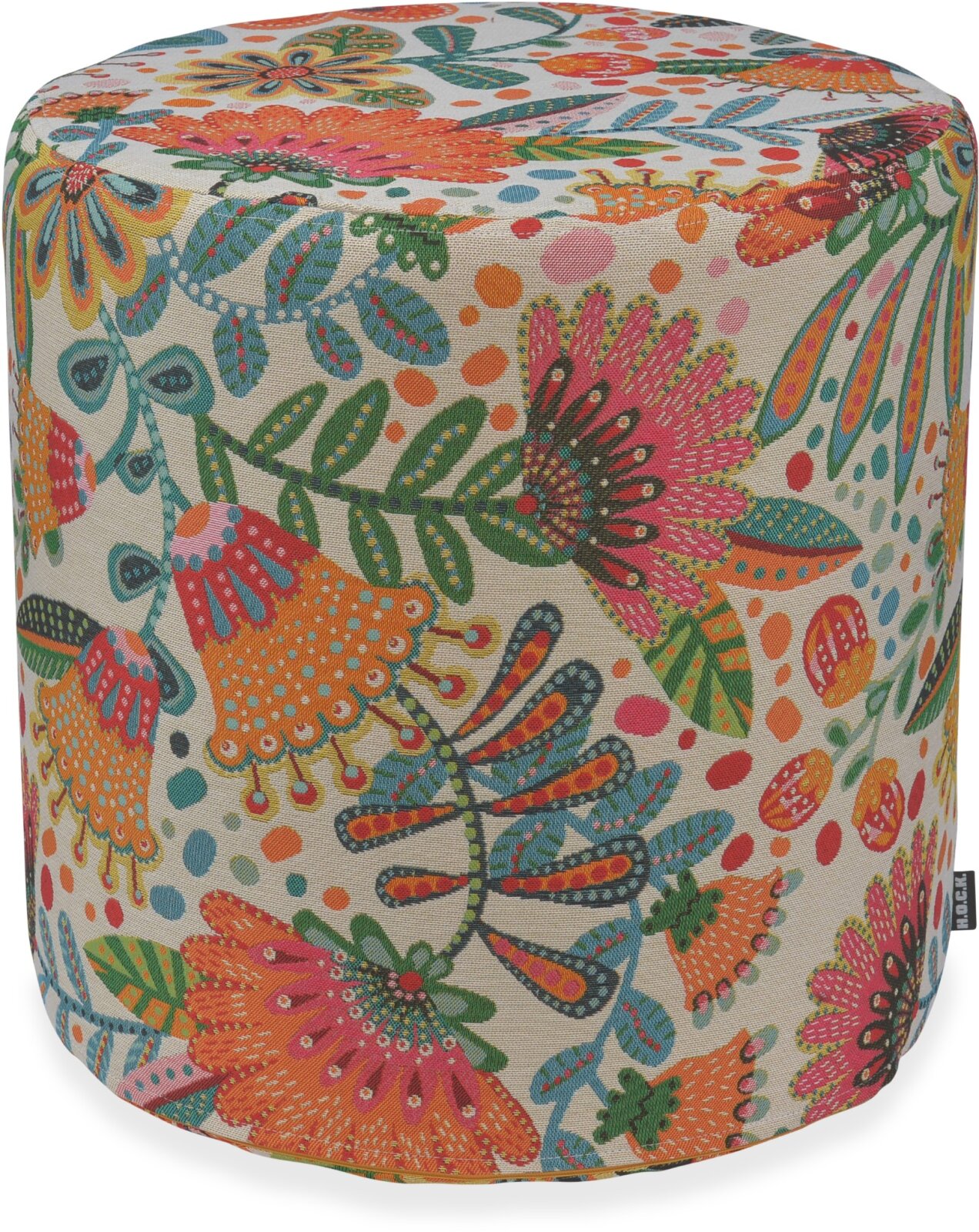 H.O.C.K. Gianna Hocker rund Pouf Ø45x45cm - Buntes florales Allover-Muster