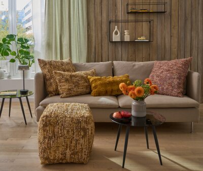 H.O.C.K. Passione Dekokissen 70x40cm - Maiz Gold | Strukturierter Jacquardstoff