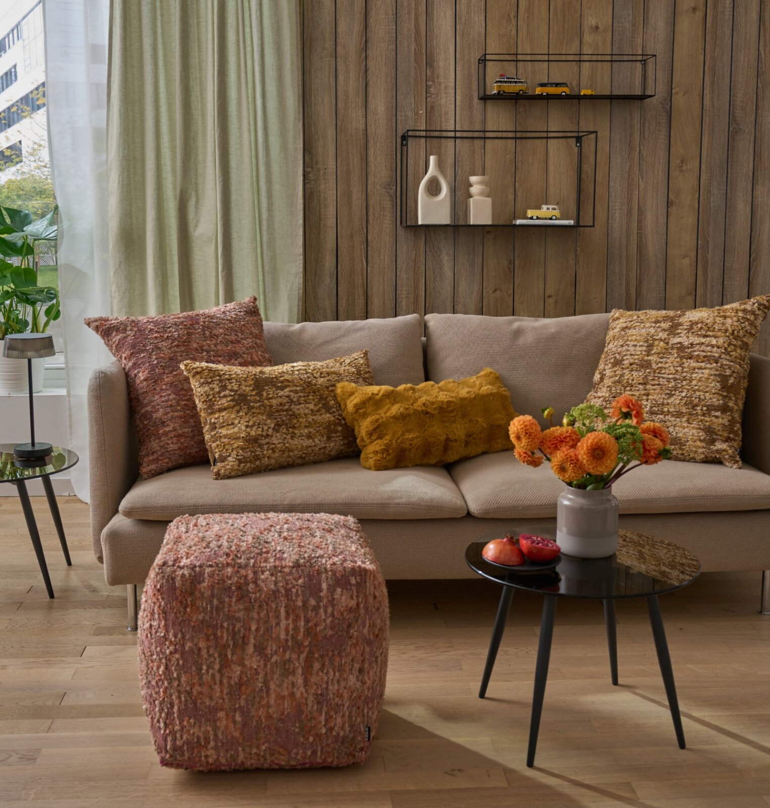 H.O.C.K. Passione Bean Cube Pouf 40x40x40cm - Powder Rosa | Strukturierter Jacquardstoff