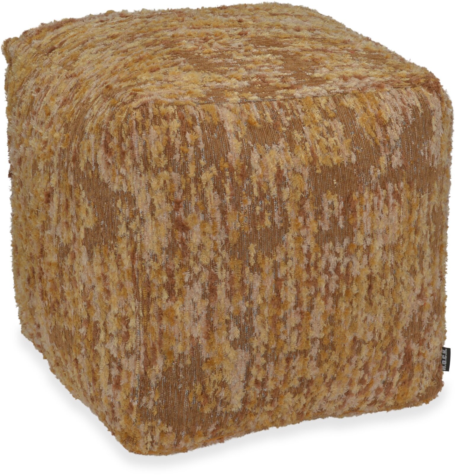 H.O.C.K. Passione Bean Cube Pouf 40x40x40cm - Maiz Gold | Strukturierter Jacquardstoff
