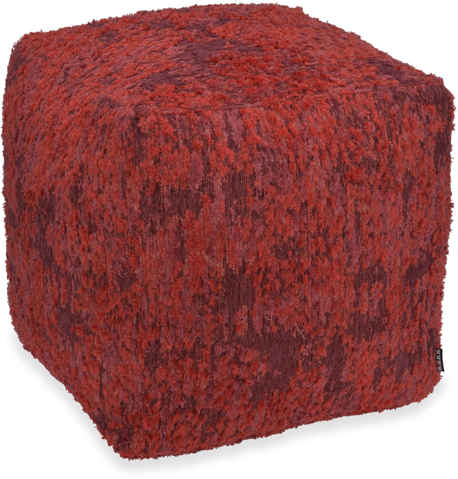 H.O.C.K. Passione Bean Cube Pouf 40x40x40cm - Burgunder Dunkelrot | Strukturierter Jacquardstoff