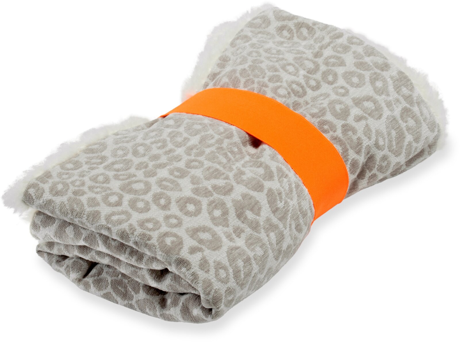 H.O.C.K. Hundedecke FRITZ S ca. 80x70cm mit Neonband - Beige Taupe Leomuster | Ecru Teddyplüsch
