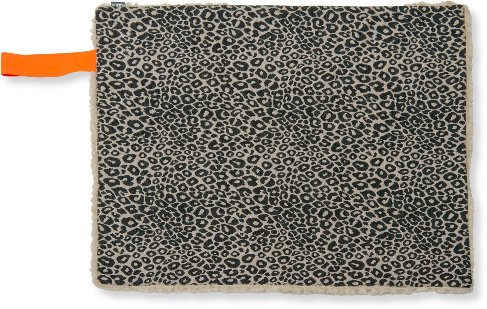 H.O.C.K. Hundedecke FRITZ S ca. 80x70cm mit Neonband - Schwarz Taupe Leomuster | Beige Teddyplüsch