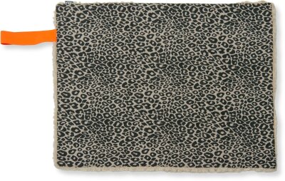 H.O.C.K. Hundedecke FRITZ S ca. 80x70cm mit Neonband - Schwarz Taupe Leomuster | Beige Teddyplüsch | Wildlife Mellow