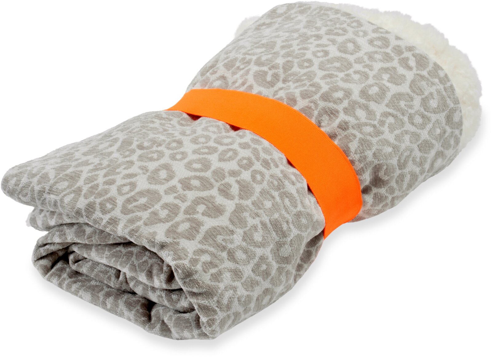 H.O.C.K. Hundedecke FRITZ M ca. 140x80cm mit Neonband - Beige Taupe Leomuster | Ecru Teddyplüsch | Wildlife Mellow