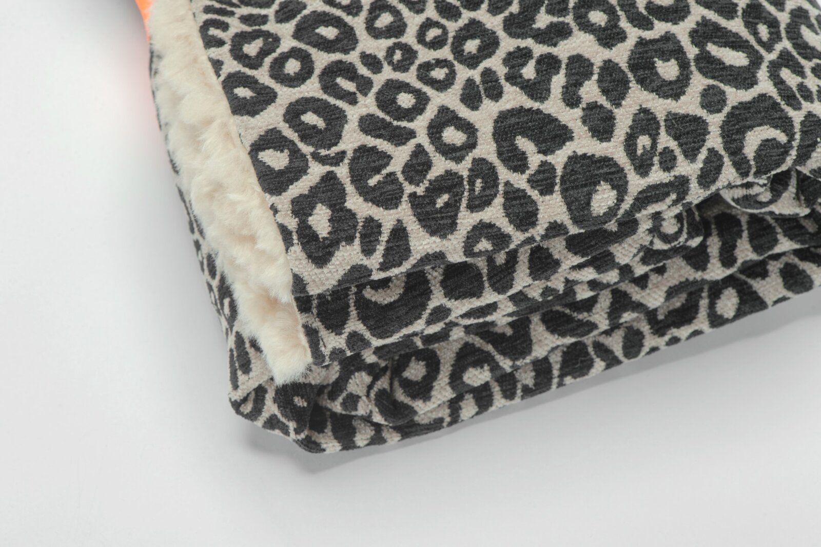 H.O.C.K. Hundedecke FRITZ M ca. 140x80cm mit Neonband - Schwarz Taupe Leomuster | Beige Teddyplüsch | Wildlife Mellow