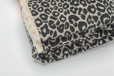 H.O.C.K. Hundedecke FRITZ M ca. 140x80cm mit Neonband - Schwarz Taupe Leomuster | Beige Teddyplüsch