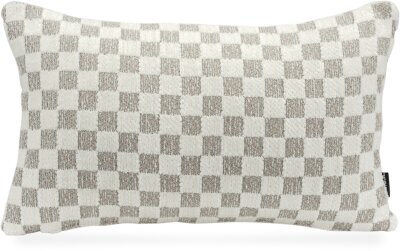 H.O.C.K. Karola Dekokissen 50x30cm - Grau Ecru Karomuster