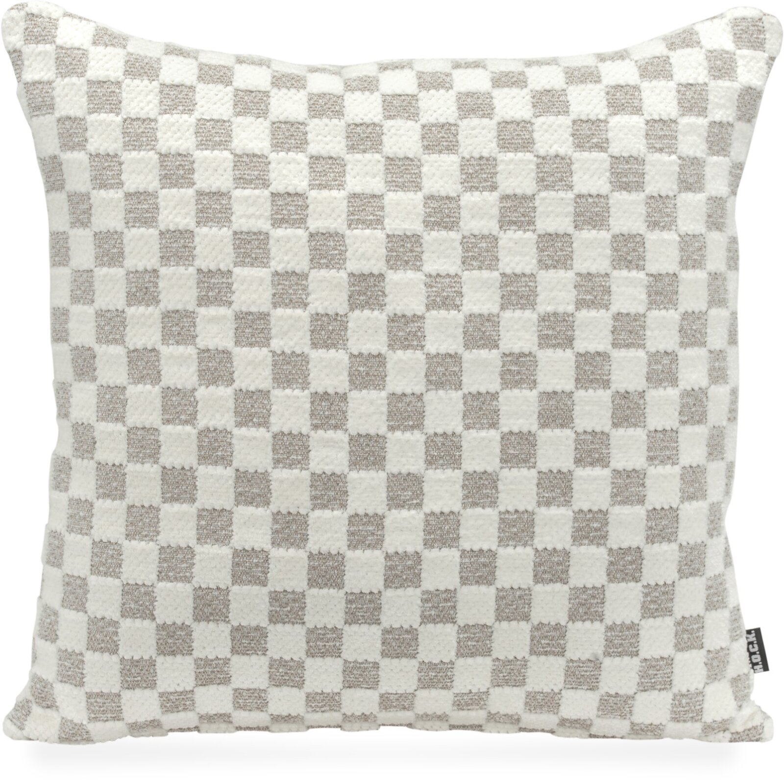 H.O.C.K. Karola Dekokissen 50x50cm - Grau Ecru Karomuster