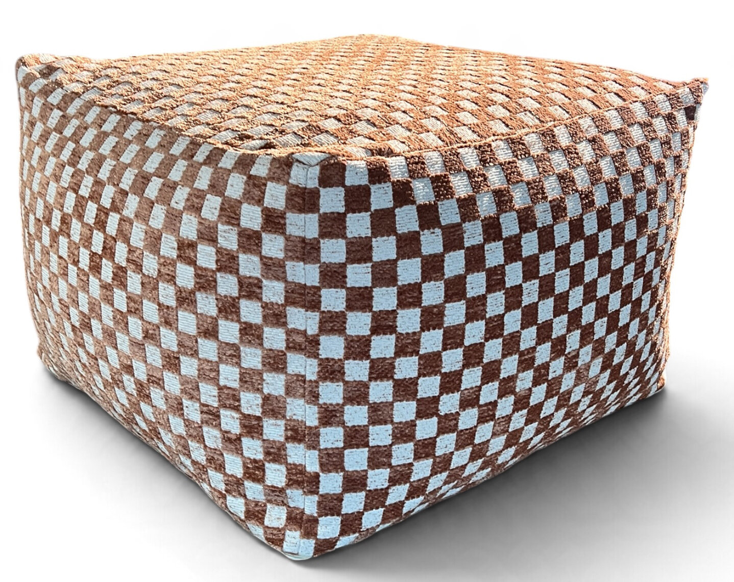 H.O.C.K. Karola Bean Cube Hocker 55x55x35cm - Karamell Ecru Karomuster