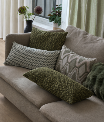 H.O.C.K. Antoine Dekokissen 45x45cm - Sage Lindgrün Creme | Karo-Webmuster