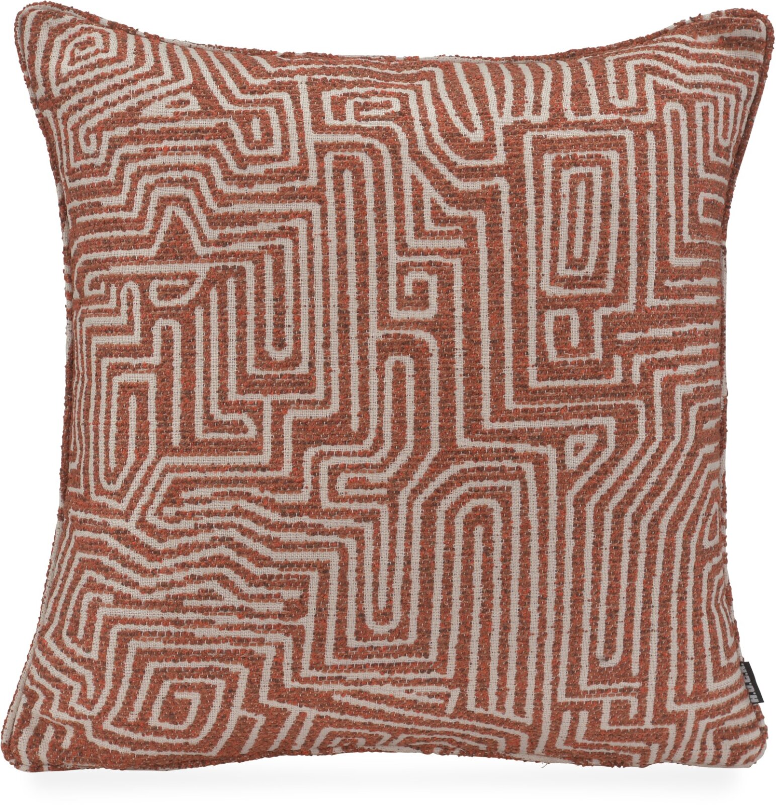 H.O.C.K. Luan Dekokissen 50x50cm mit Keder - Tuscan Rost | Graphischer Jacquard