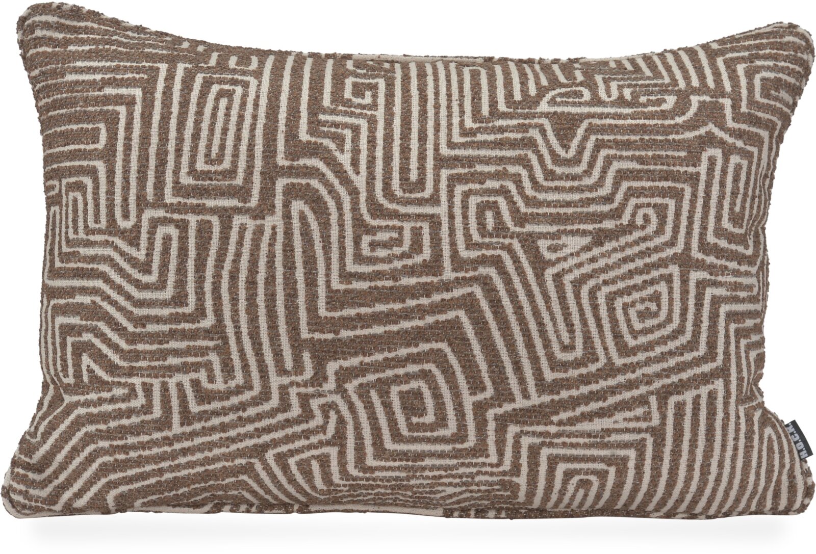 H.O.C.K. Luan Dekokissen 60x40cm mit Keder - Dunkelbraun | Graphischer Jacquard