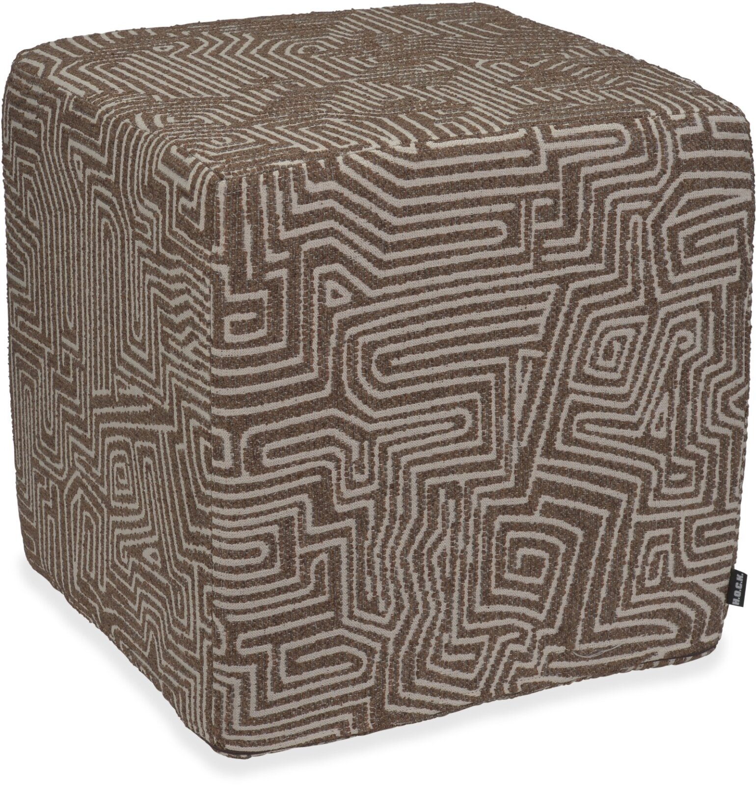 H.O.C.K. Luan Dekokissen Hocker Cube 45x45x45cm - Dunkelbraun | Graphischer Jacquard