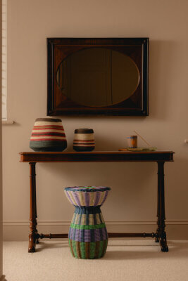 Maegen Beistelltisch gewebt Side table - Stool | lila grün braun