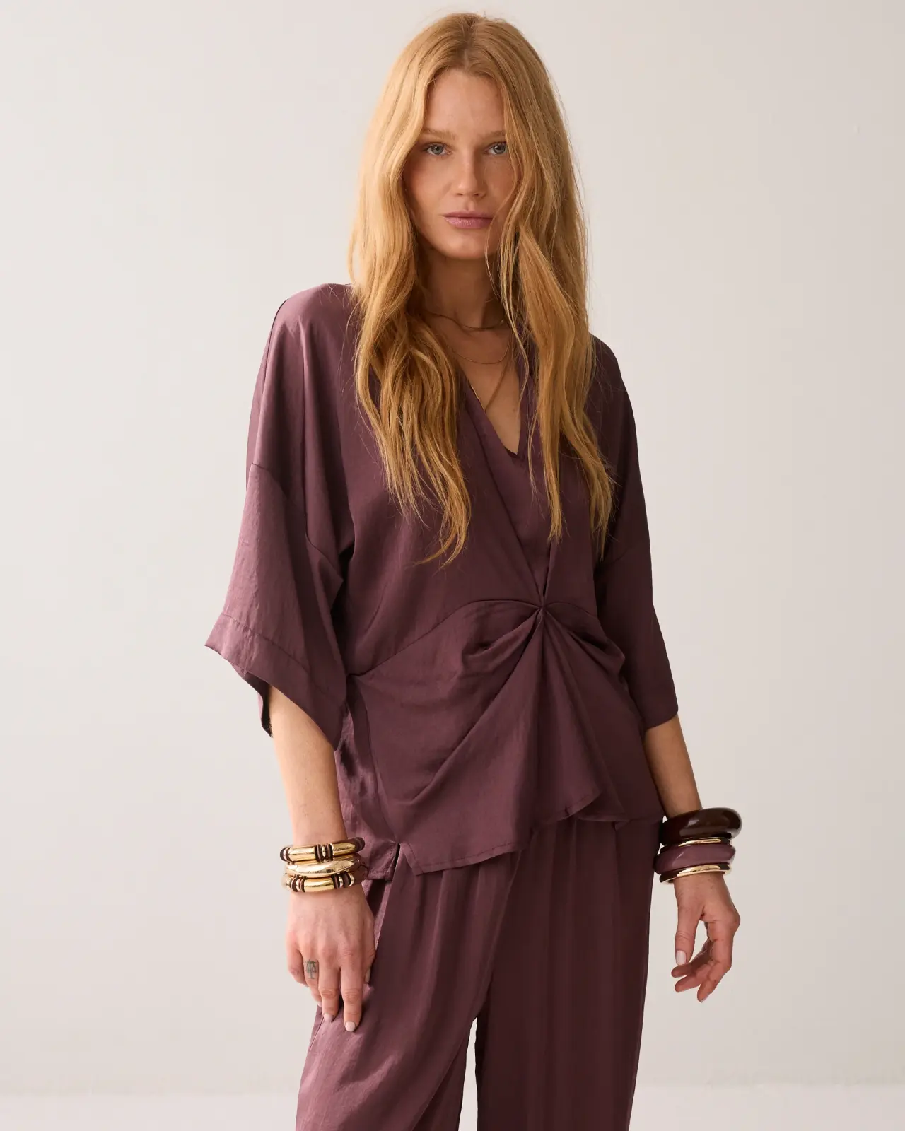 N.Y.A. | Summum Bluse Tailliertes Oberteil mit Sternendetail | Feige
