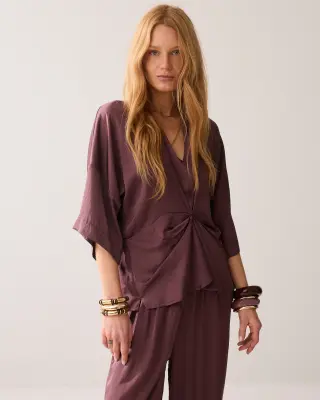 N.Y.A. | Summum Bluse Tailliertes Oberteil mit Sternendetail | Feige