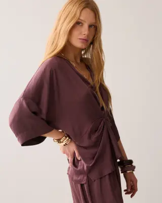 N.Y.A. | Summum Bluse Tailliertes Oberteil mit Sternendetail | Feige