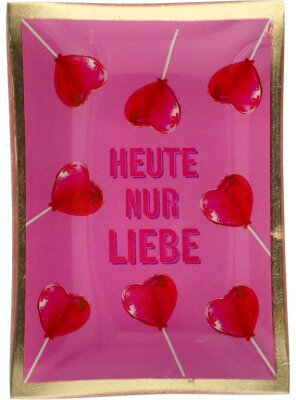 GIFTY Glasteller eckig M / Heute nur Liebe | Pink ca....