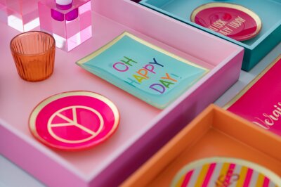 GIFTY Glasteller eckig M / Heute nur Liebe | Pink ca. 10x0,8x14,2cm
