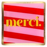 GIFTY Glasteller eckig S / "merci" Streifen...