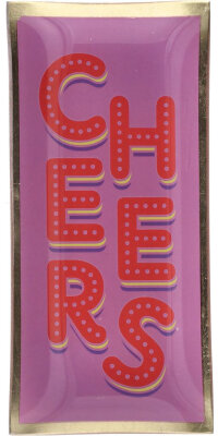 GIFTY Glasteller eckig L / "Cheers" flieder rot ca. 10x0,8x21cm