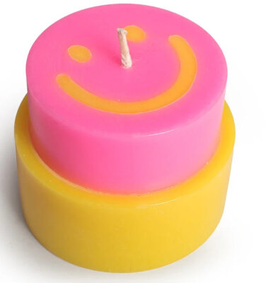 NTG Kerze Smiley "Happy Candle" groß | Gelb Pink