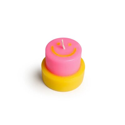 NTG Kerze Smiley "Happy Candle" klein | Gelb Pink