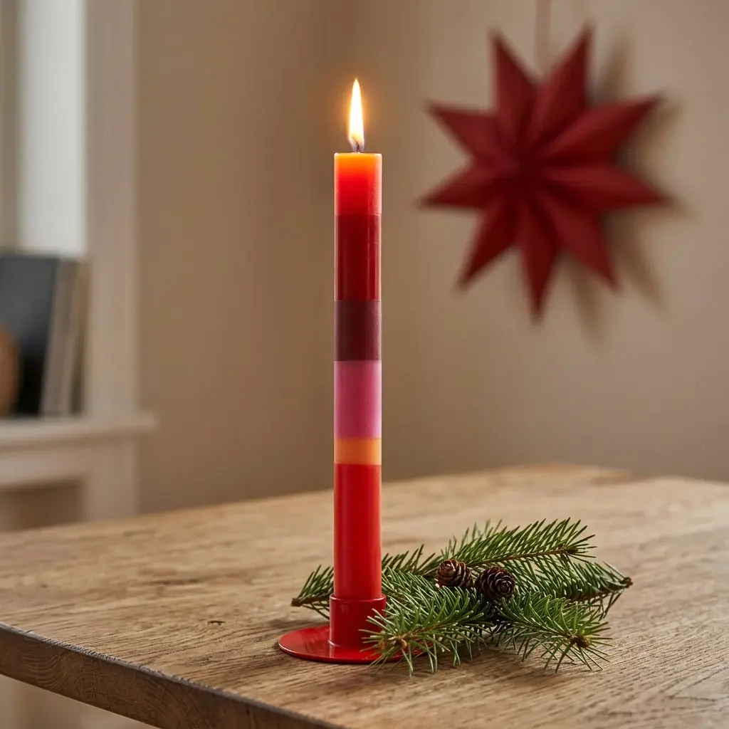 NTG Kerze schmal "Feliz Navidad" rot, bordeaux, pink | Weihnachtskerze