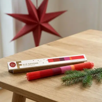 NTG Kerze schmal "Feliz Navidad" rot, bordeaux, pink | Weihnachtskerze