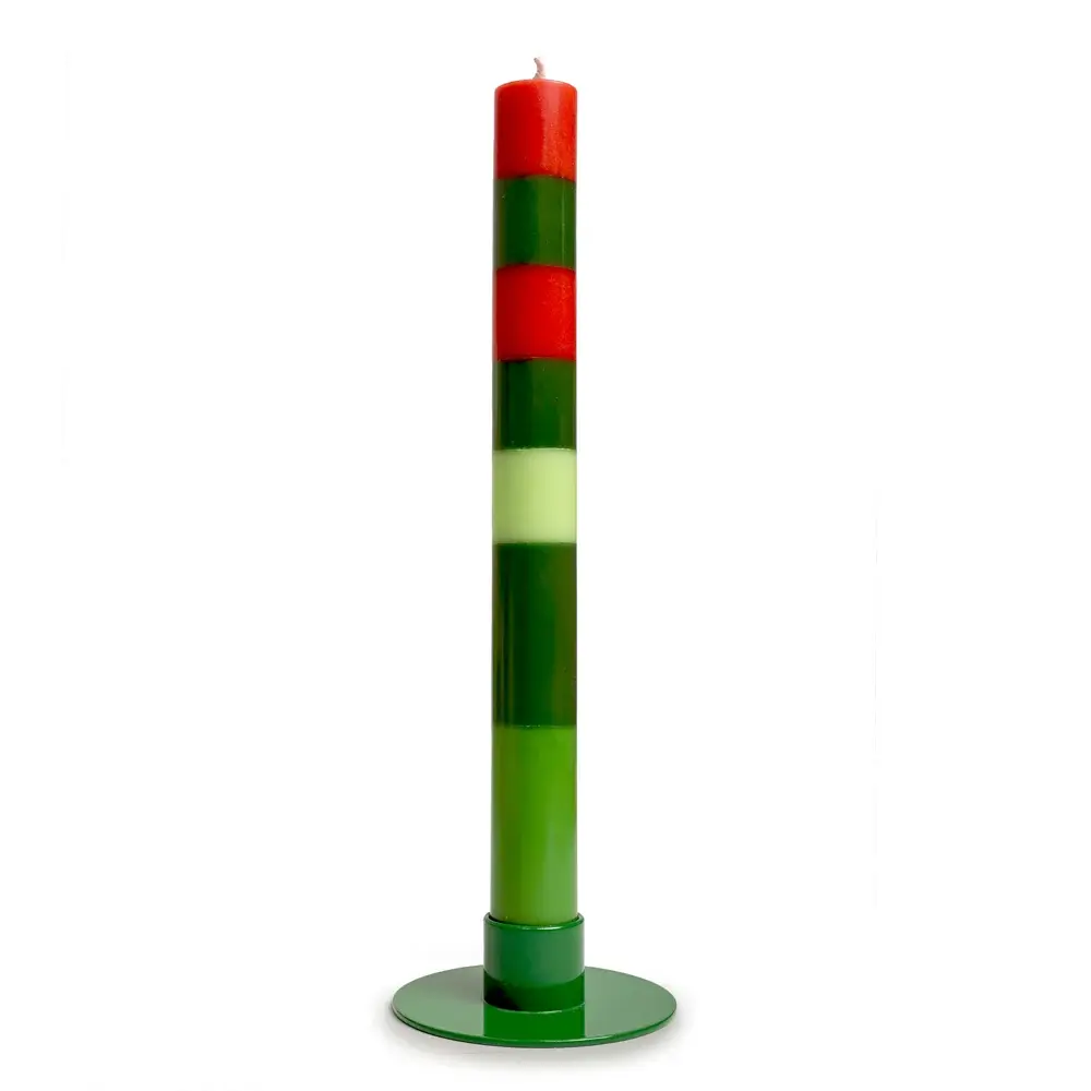 NTG Kerze schmal "Es Weihnachtet" grün, rot | Weihnachtskerze