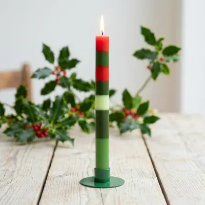 NTG Kerze schmal "Es Weihnachtet" grün, rot | Weihnachtskerze