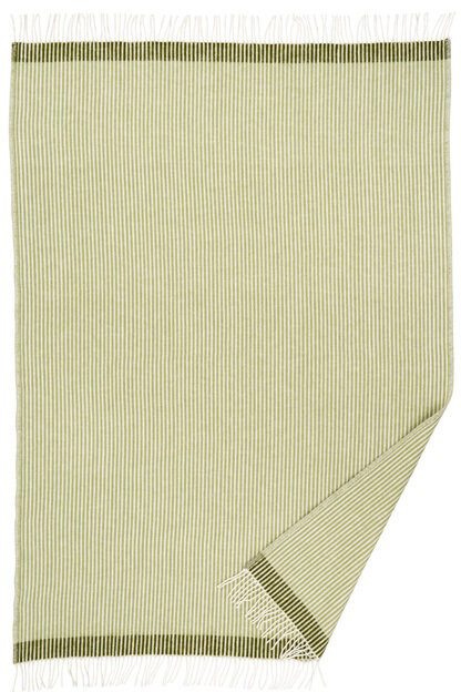 KLIPPAN Decke "Rib" Grün - Avocado mit Fransen 130x200cm