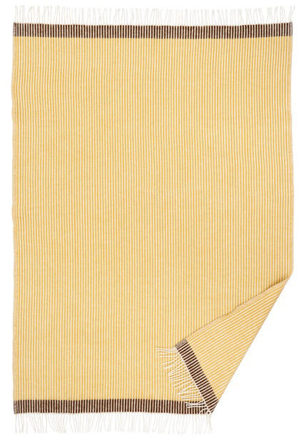 KLIPPAN Decke "Rib" Gelb - Chocolate mit Fransen 130x200cm