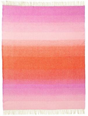 KLIPPAN Decke "Aurora" Reddish Pink mit Fransen...