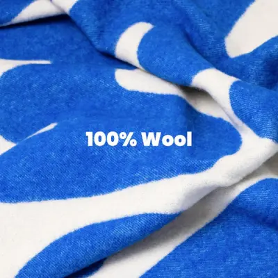 KLEKKS Wolldecke "AMORE" blau beige mit Fransen 130x200cm