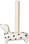 GIFTY Kerzenhalter Dackel | Herzchen schwarz-weiß