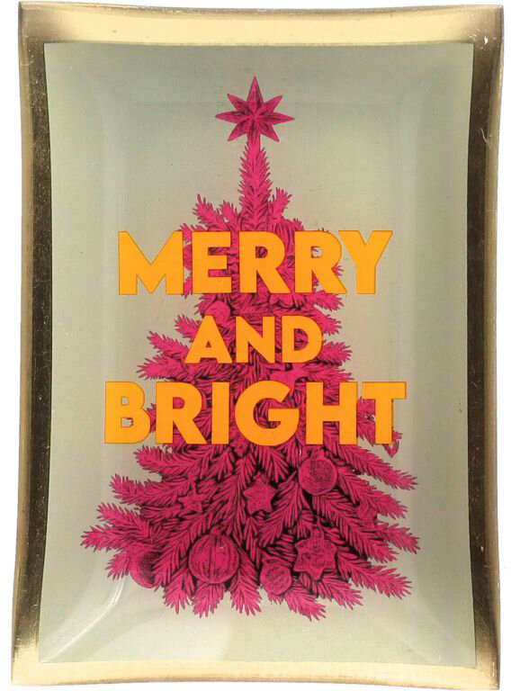 GIFTY Glasteller eckig M / Merry and Bright ca. 10x0,8x14,2cm