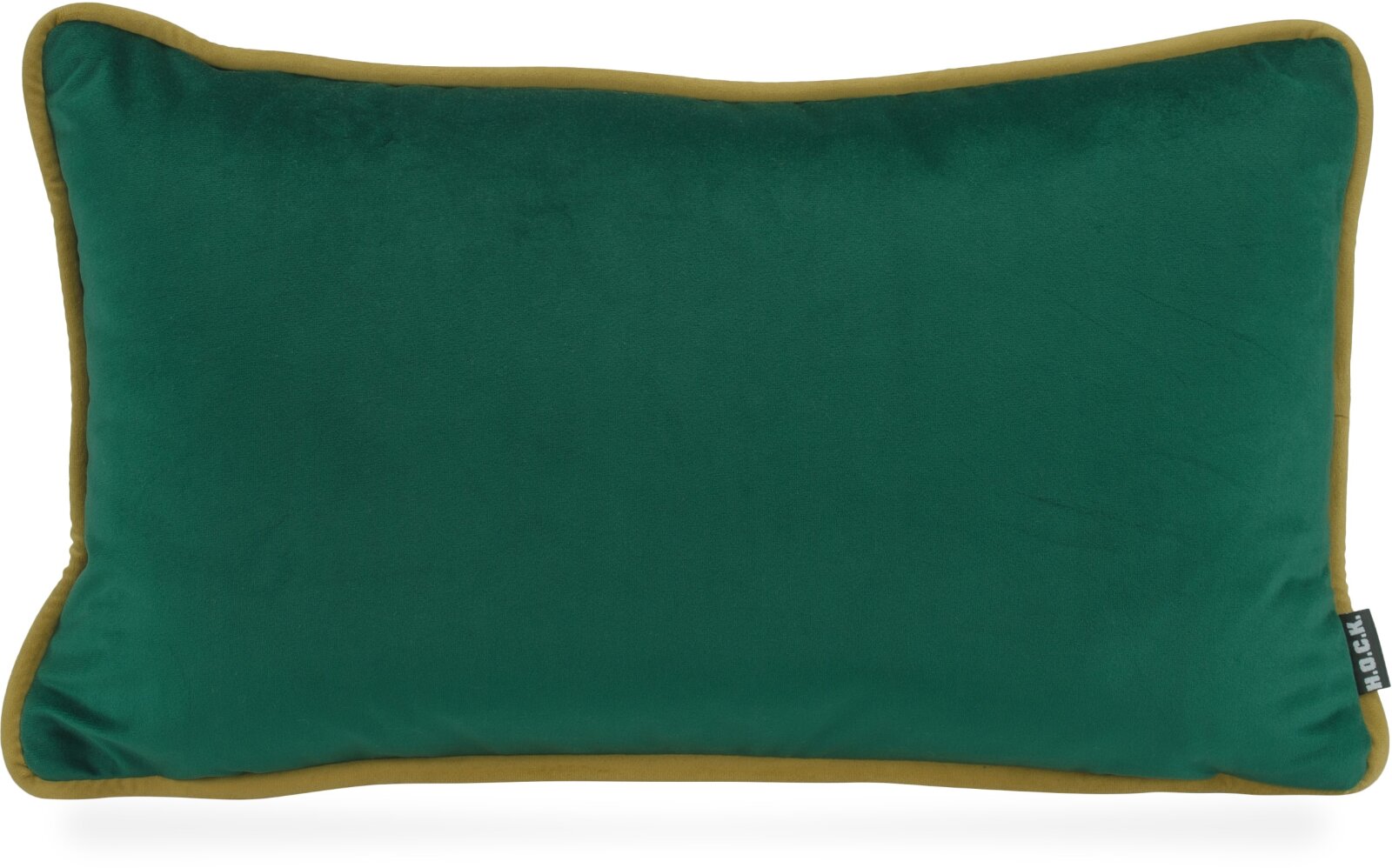 H.O.C.K. Nobile Samt Kissen 50x30cm dark-sea-green – Keder yellow-green | Samtkissen