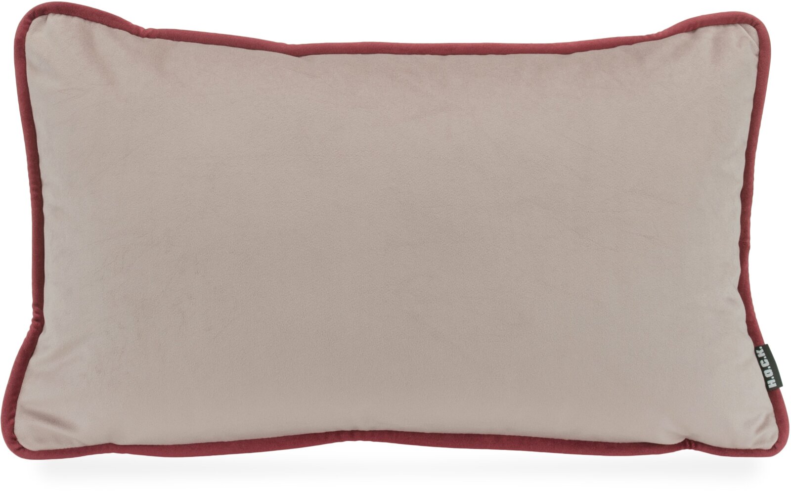 H.O.C.K. Nobile Samt Kissen 50x30cm light-rosy – Keder indian-red | Samtkissen