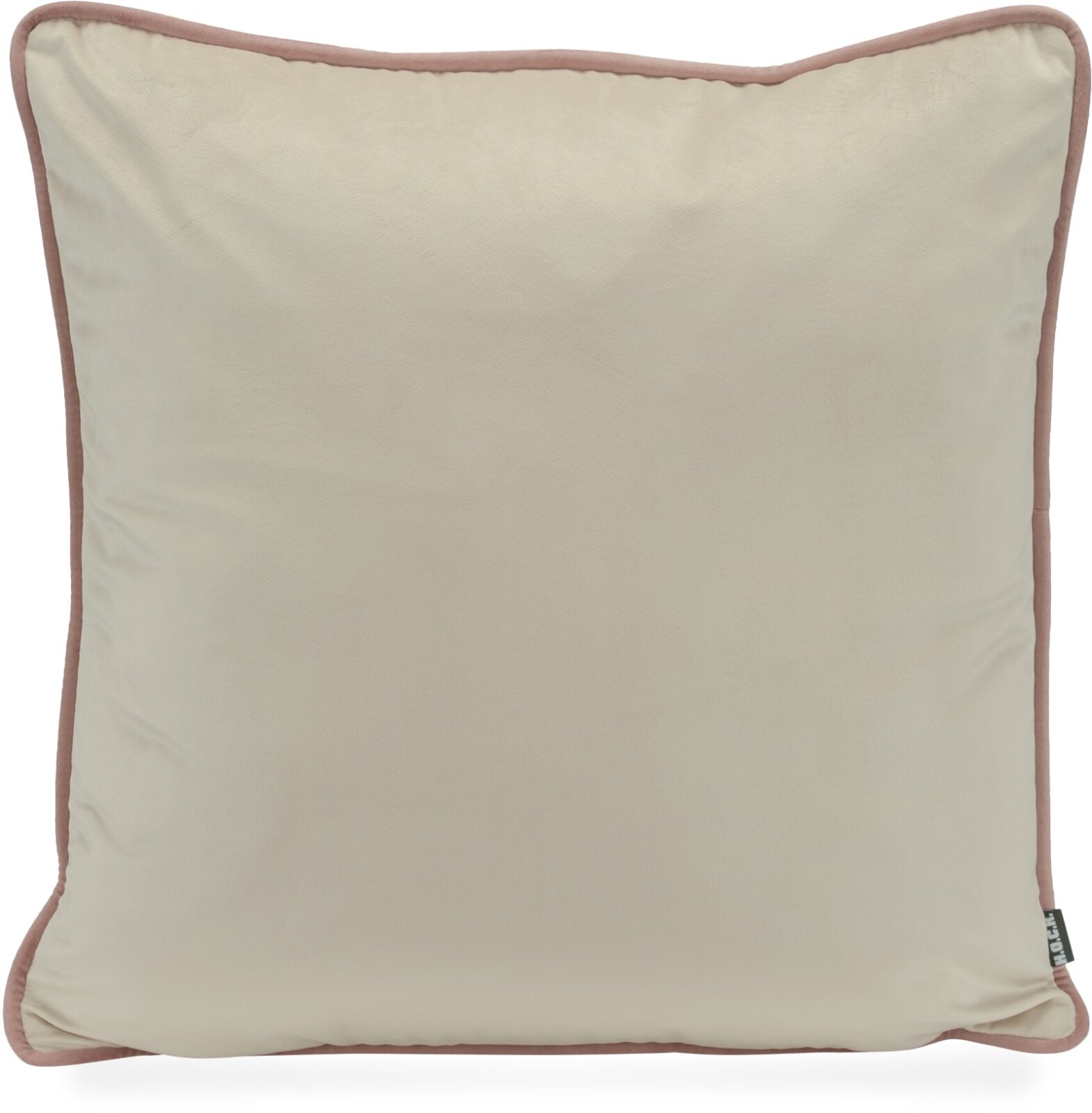 H.O.C.K. Nobile Samt Kissen 50x50cm beige – Keder salmon | Samtkissen