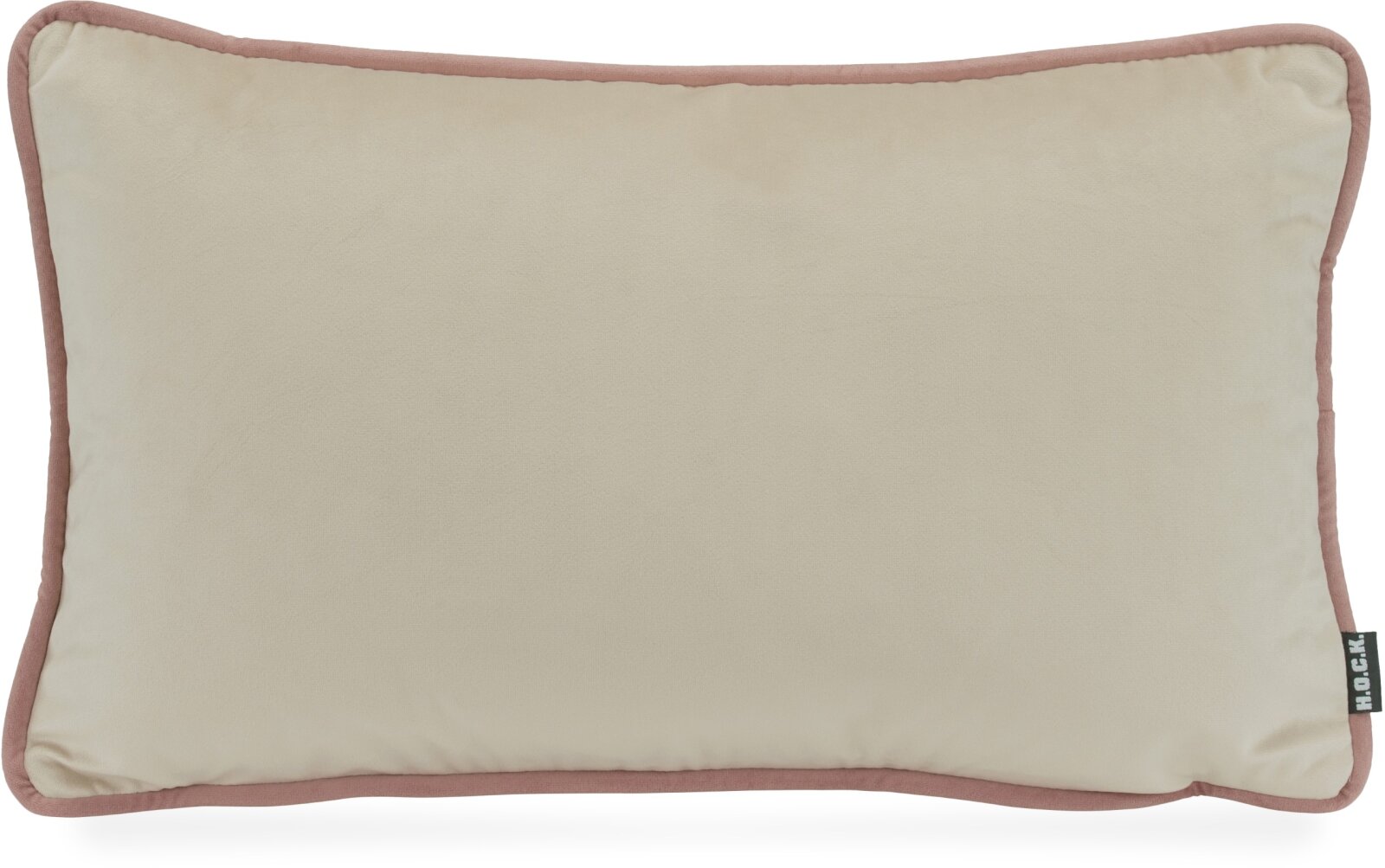 H.O.C.K. Nobile Samt Kissen 50x30cm beige – Keder salmon | Samtkissen