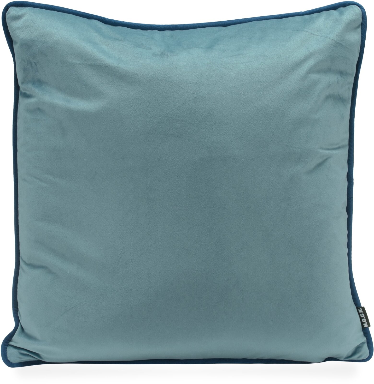 H.O.C.K. Nobile Samt Kissen 50x50cm deep-sky-blue – Keder dark blue | Samtkissen